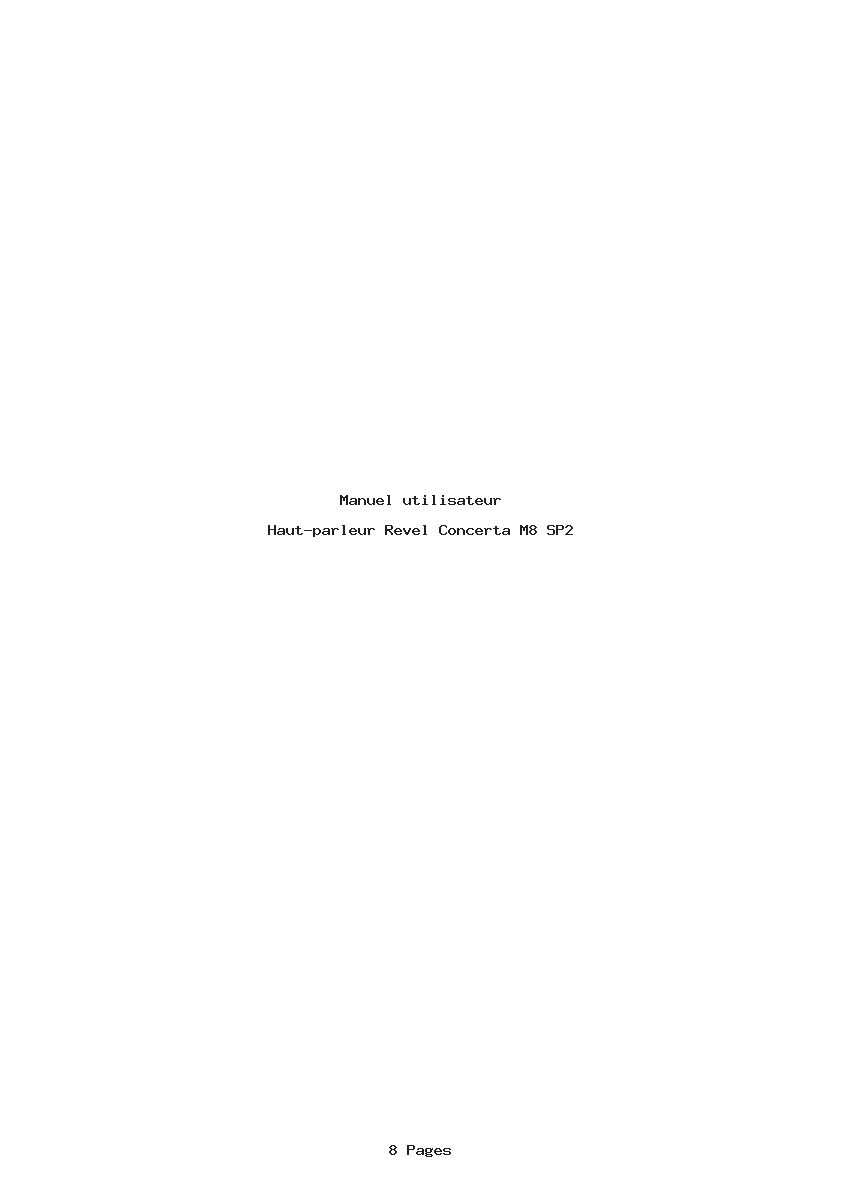 Page 1 de la notice Manuel utilisateur Revel Concerta M8 SP2