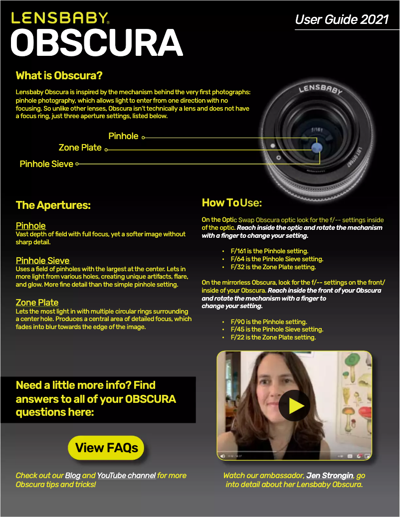 Página 1 del manual Manual de usuario Lensbaby Obscura