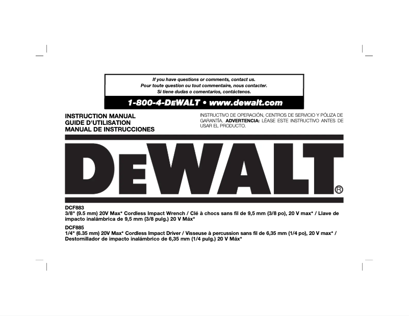 Página 1 del manual Manual de usuario DeWalt DCF883