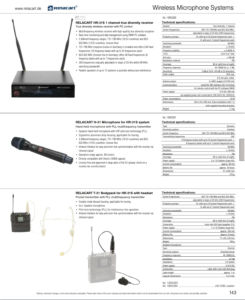Page 1 de la notice Catalogue Relacart HR-31S