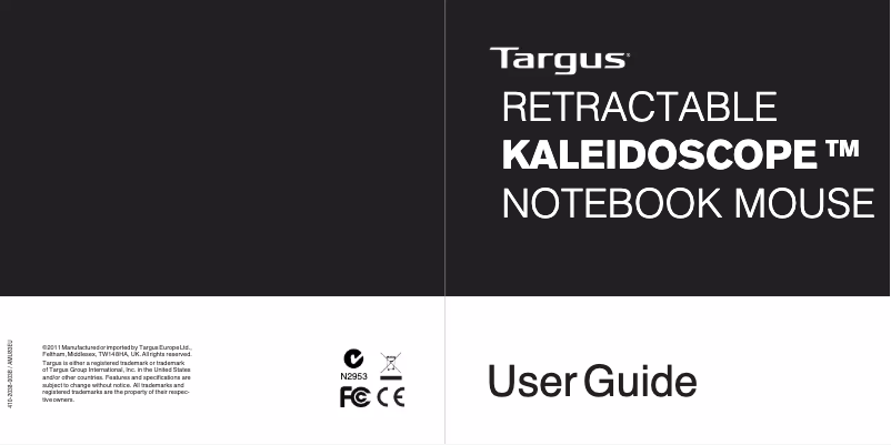 Page 1 de la notice Manuel utilisateur Targus AMU83EU