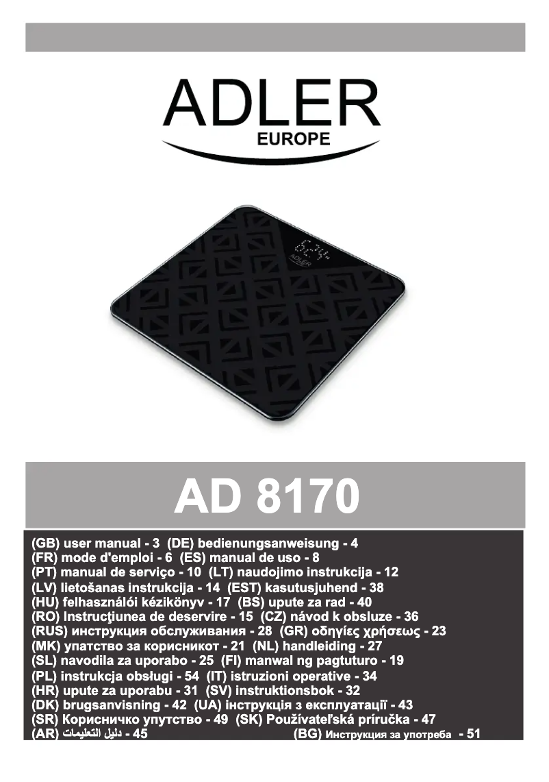 Page 1 de la notice Manuel utilisateur Adler AD 8170