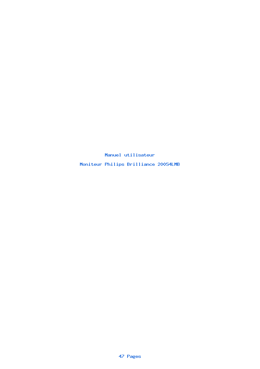 Page 1 de la notice Manuel utilisateur Philips Brilliance 200S4LMB