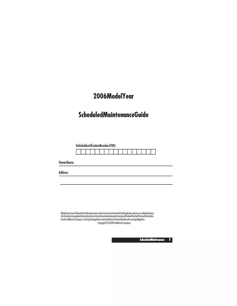 Page 1 de la notice Manuel d'utilisation et d'entretien Ford E-450 (2006)