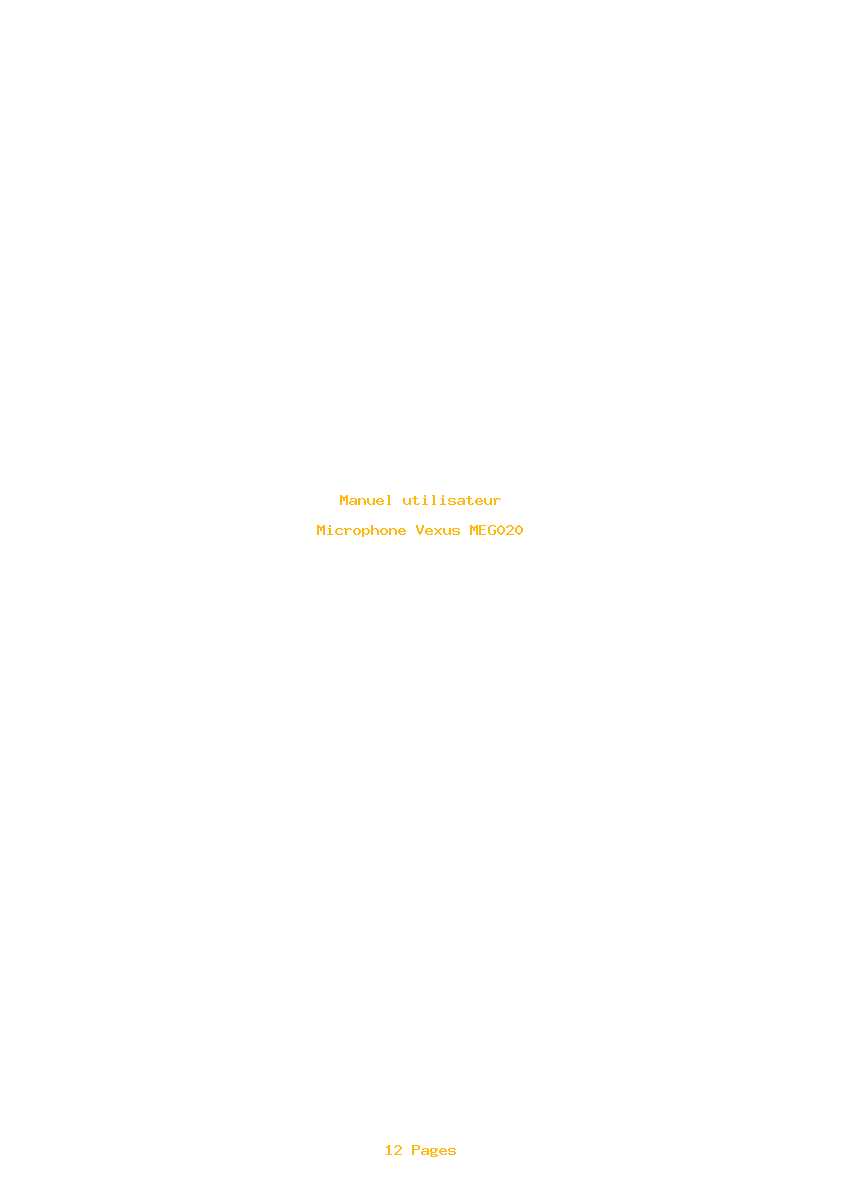 Page 1 de la notice Manuel utilisateur Vexus MEG020