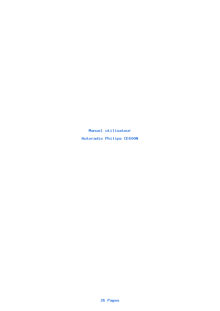 Page 1 de la notice Manuel utilisateur Philips CE600N