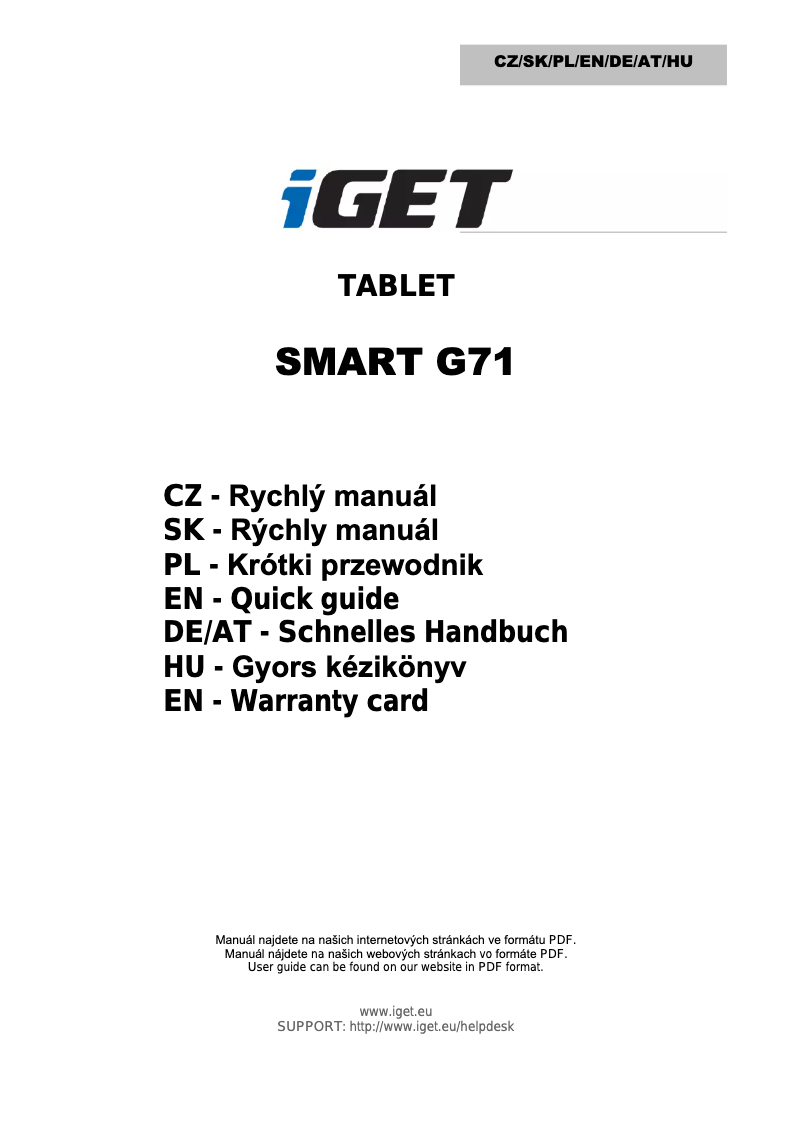 Page 1 de la notice Manuel utilisateur iGET G71