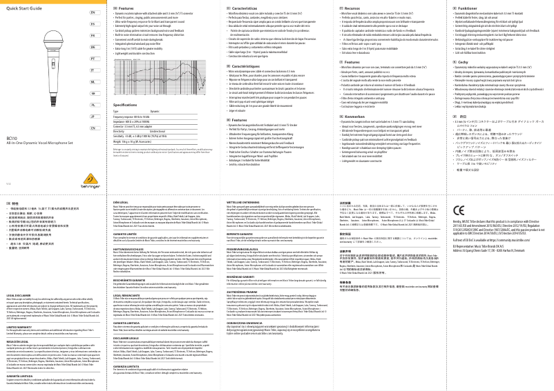 Página 1 del manual Manual de usuario Behringer BC110
