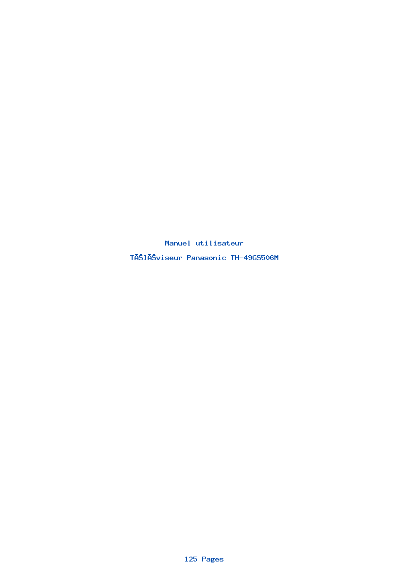 Page 1 de la notice Manuel utilisateur Panasonic TH-49GS506M
