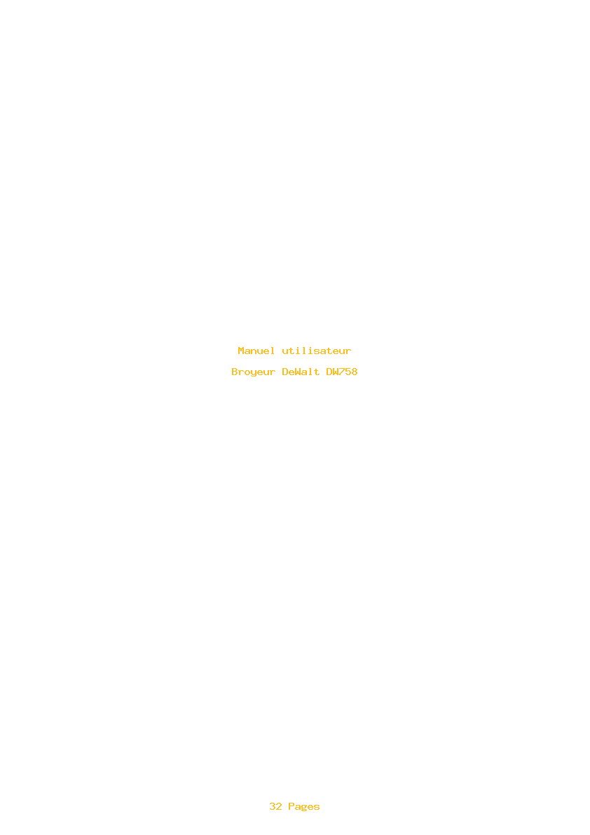 Page 1 de la notice Manuel utilisateur DeWalt DW758
