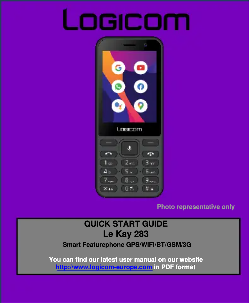 Page 1 de la notice Guide de démarrage rapide Logicom Le Kay 283