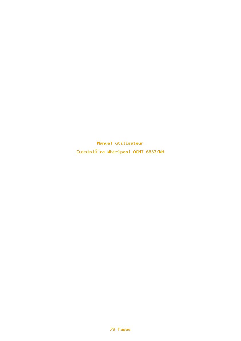 Page 1 de la notice Manuel utilisateur Whirlpool ACMT 6533/WH