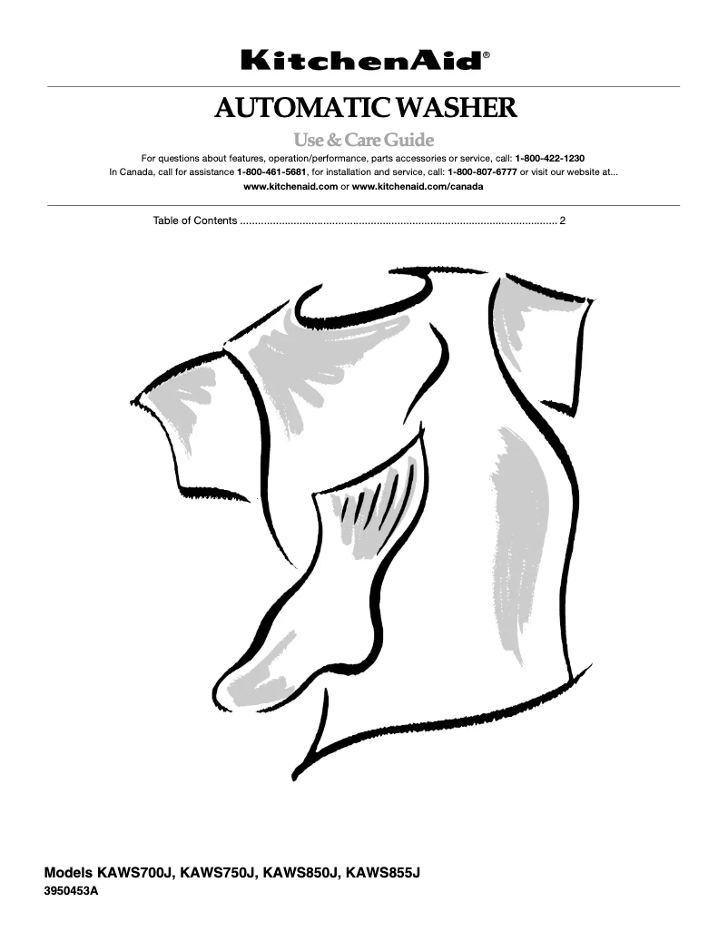 Page 1 de la notice Manuel utilisateur KitchenAid KAWS855JE3