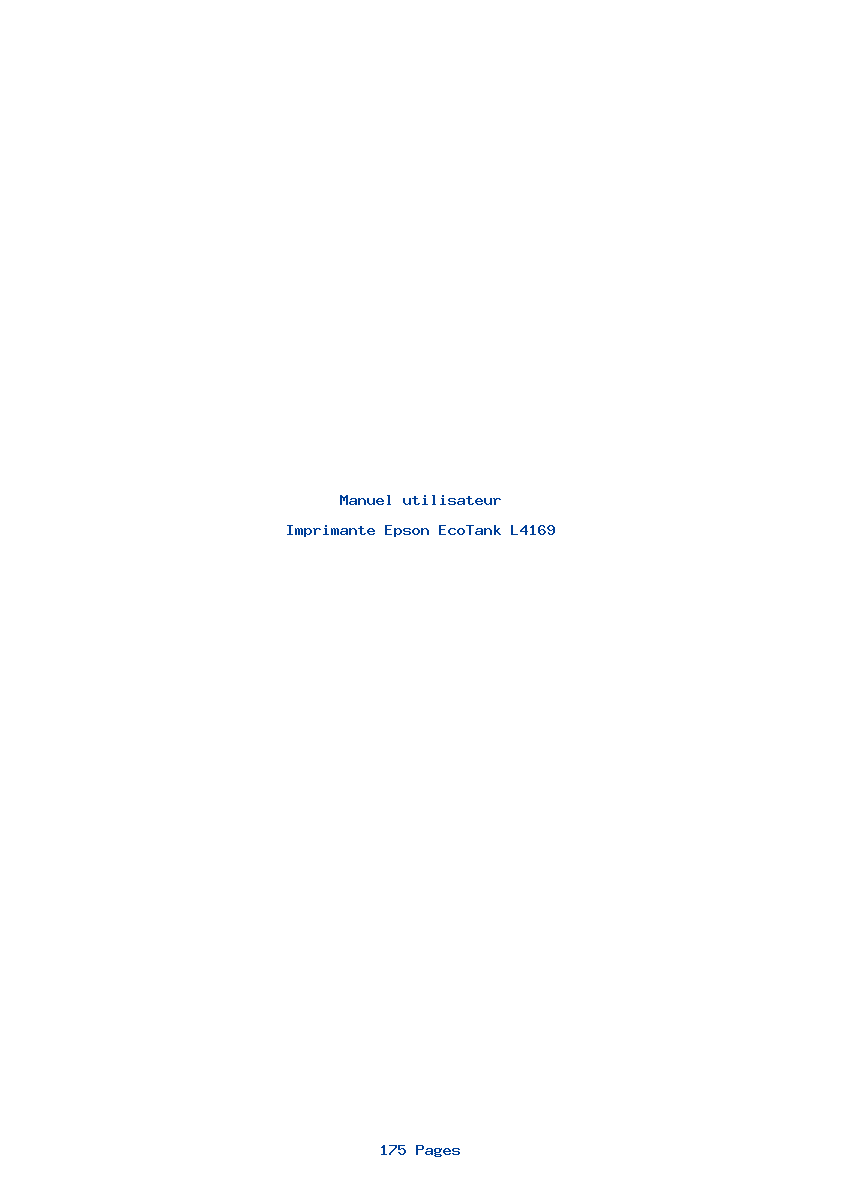 Page 1 de la notice Manuel utilisateur Epson EcoTank L4169