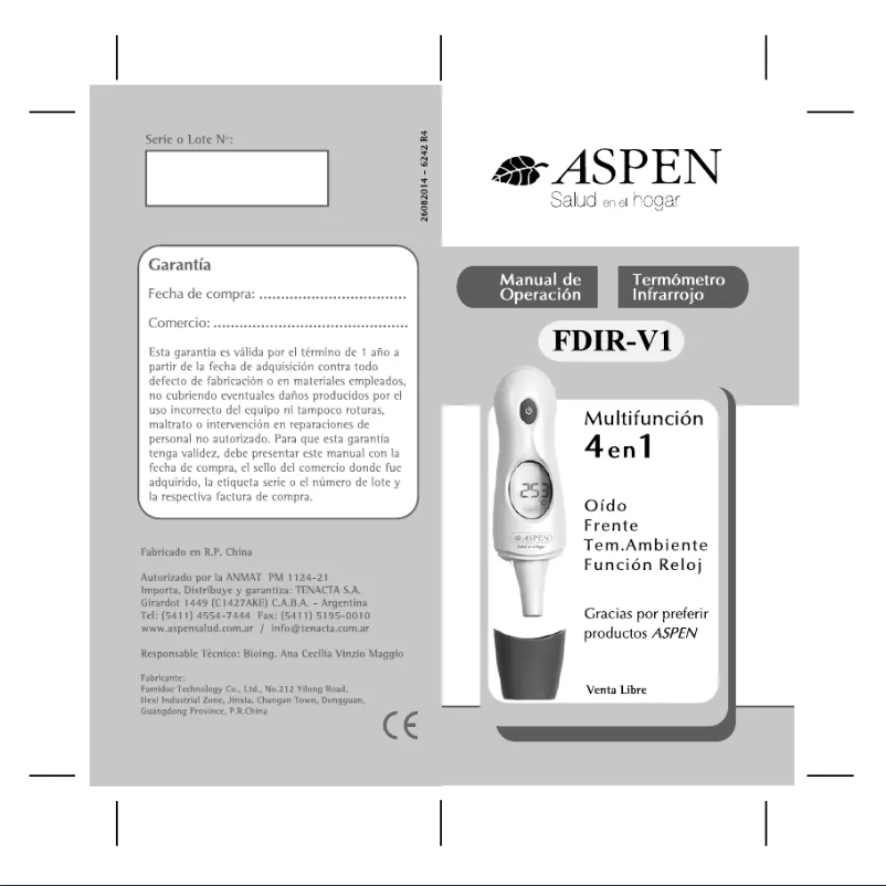 Page 1 of the manual User Manual Aspen FDIR-V1