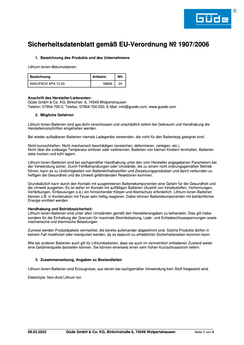 Página 1 del manual Manual de usuario Güde APA 12-20