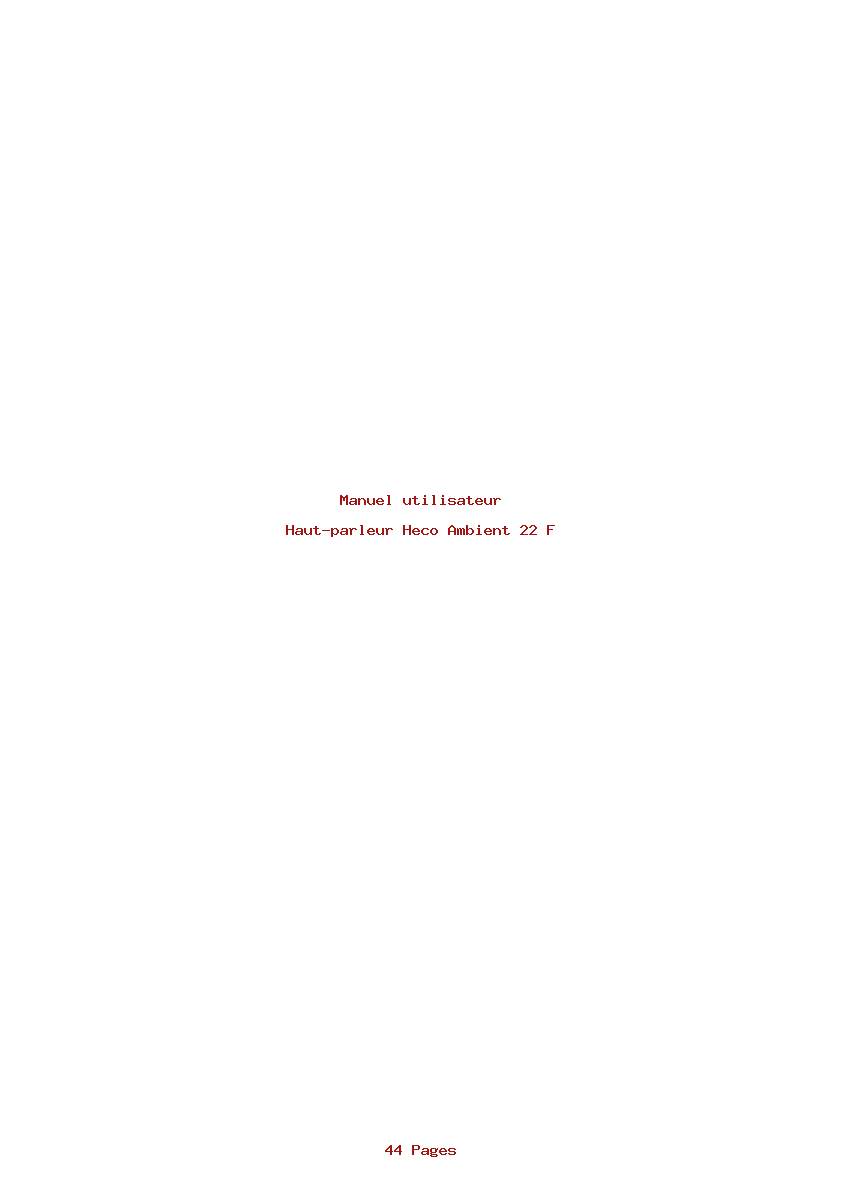 Page 1 de la notice Manuel utilisateur Heco Ambient 22 F