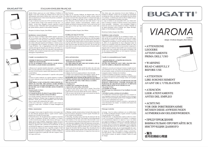 Page 1 de la notice Manuel utilisateur Bugatti ViaRoma