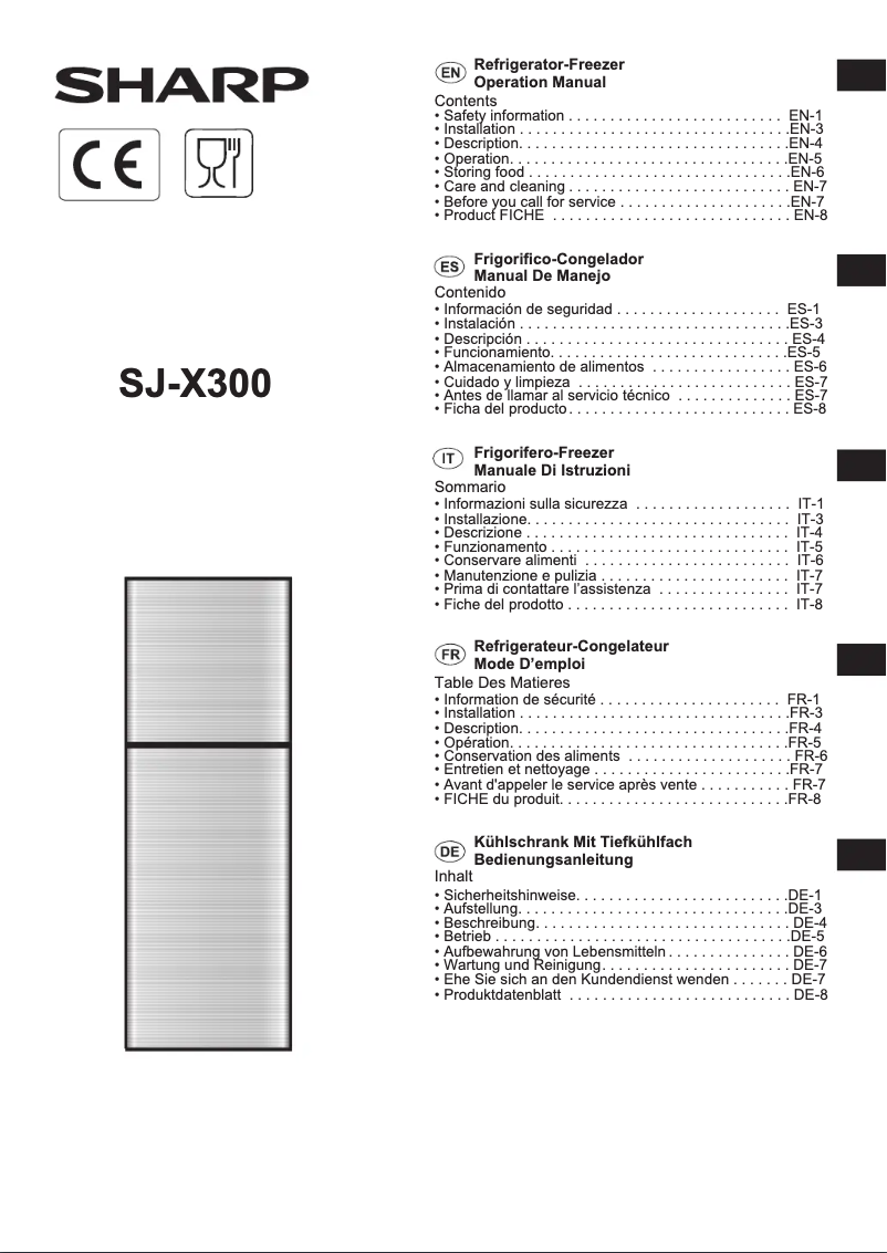Page n°1 - Manuel utilisateur Sharp SJ-X300-SL