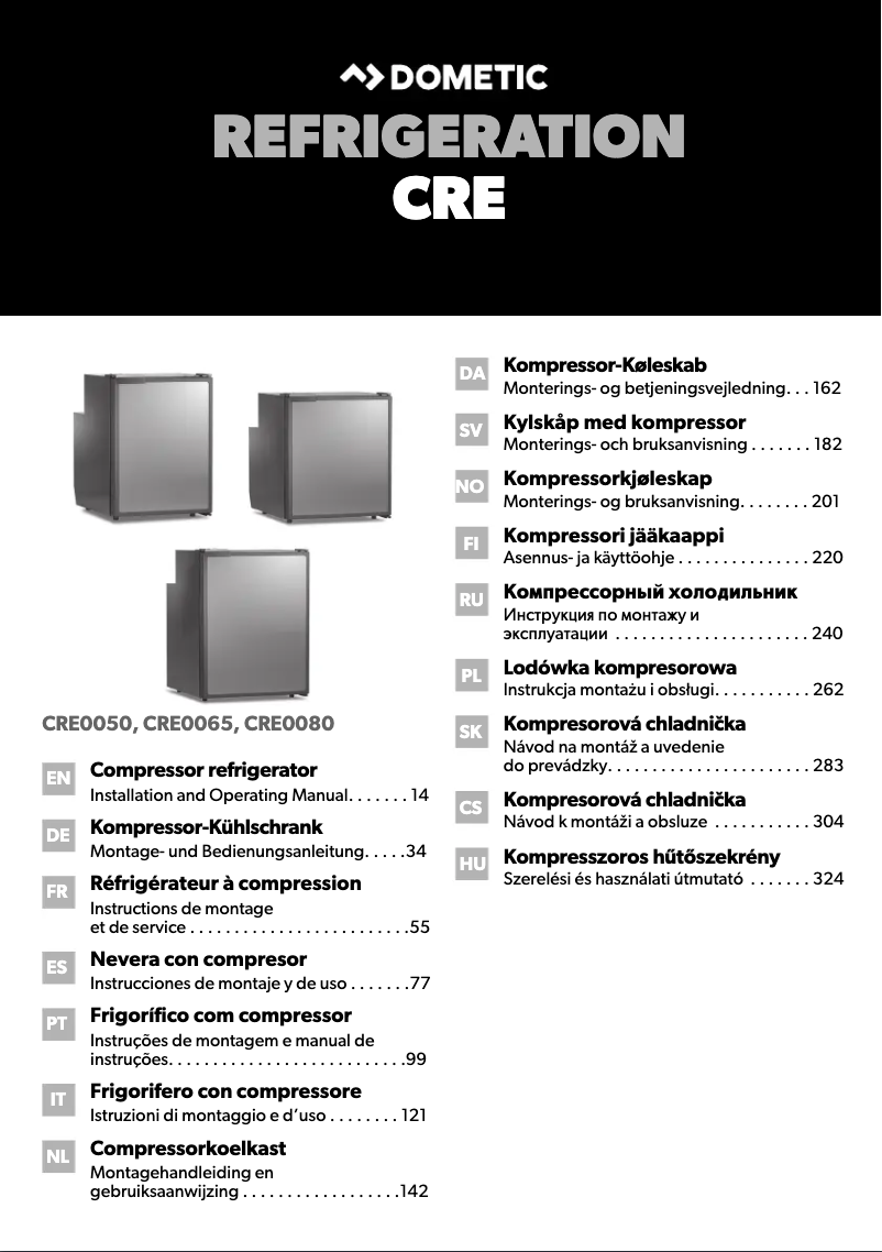 Page 1 de la notice Manuel utilisateur Dometic CRE 80E
