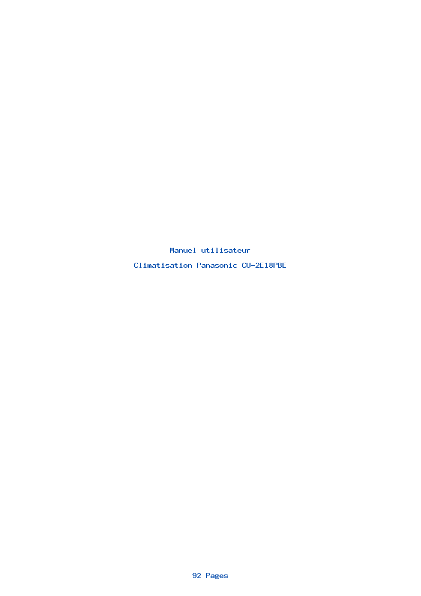 Page 1 de la notice Manuel utilisateur Panasonic CU-2E18PBE