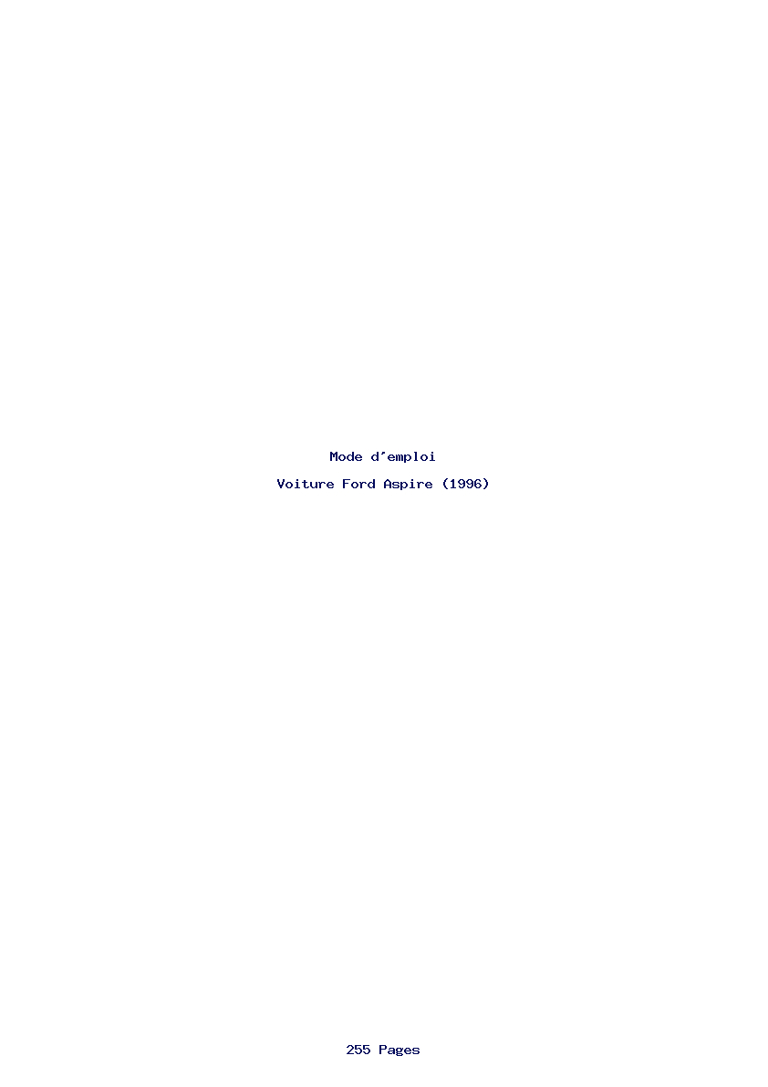 Page 1 de la notice Mode d'emploi Ford Aspire (1996)