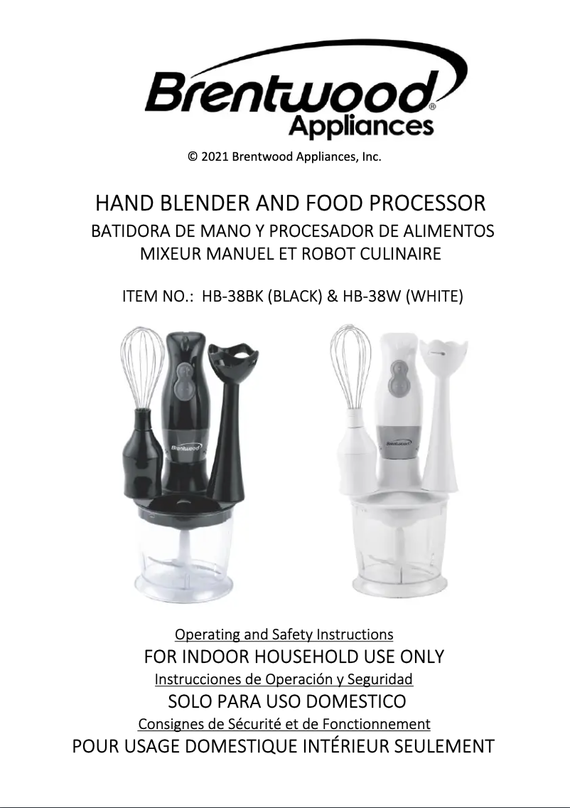 Page 1 de la notice Manuel utilisateur Brentwood HB-38BK