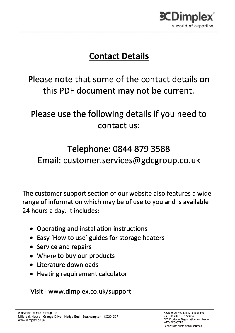 Page 1 de la notice Manuel utilisateur Dimplex MFD20