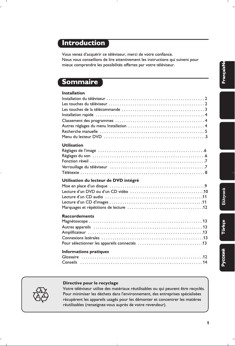 Page n°1 - Manuel utilisateur Philips 14PT6107