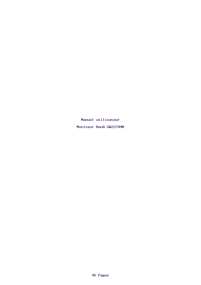 Page 1 de la notice Manuel utilisateur BenQ GW2270HM