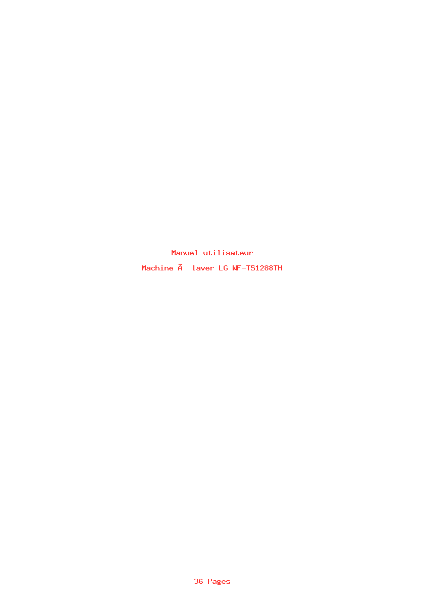 Page 1 de la notice Manuel utilisateur LG WF-TS1288TH