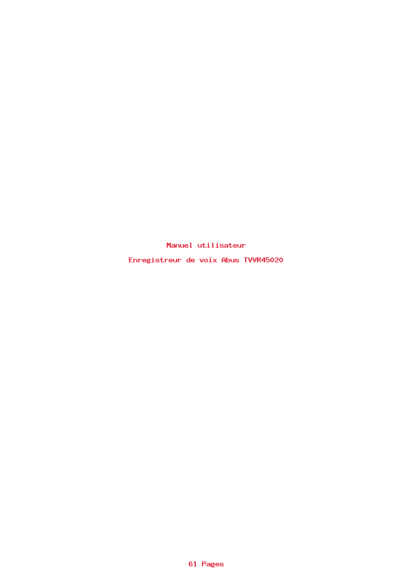 Page 1 de la notice Manuel utilisateur Abus TVVR45020