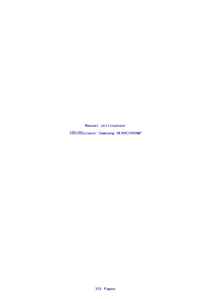 Page 1 de la notice Manuel utilisateur Samsung UE40C7000WP