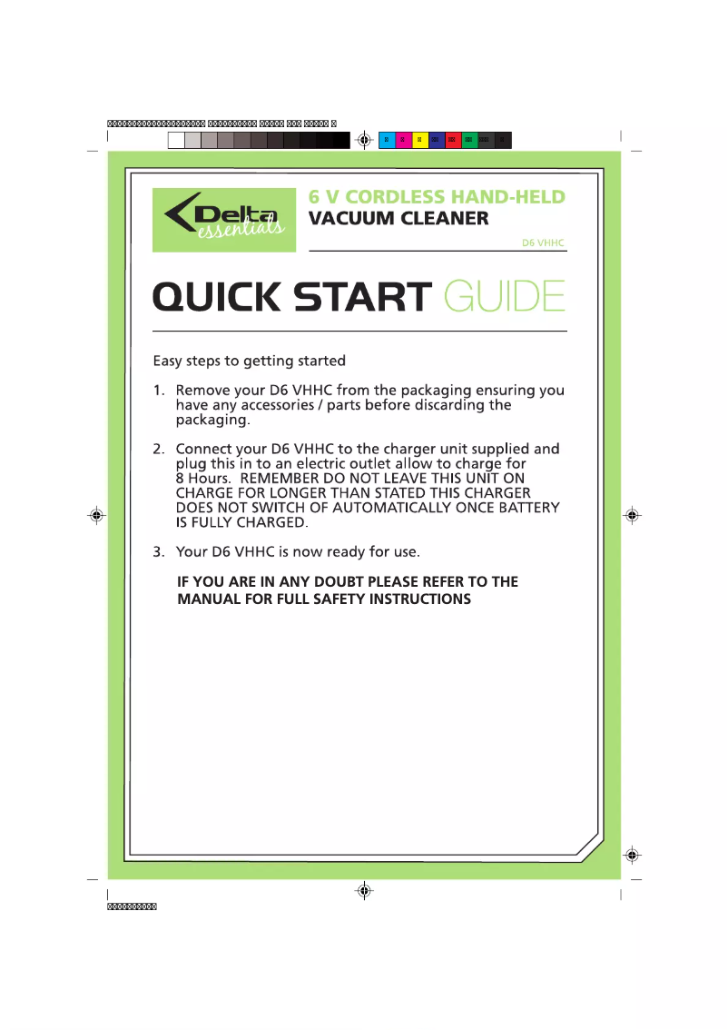Page 1 de la notice Manuel utilisateur Delta D6 VHHC