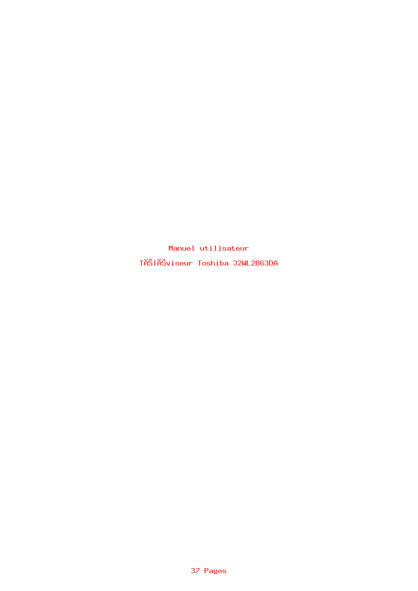 Page 1 de la notice Manuel utilisateur Toshiba 32WL2B63DA