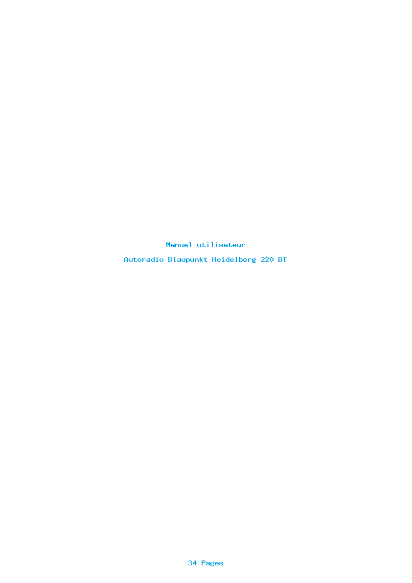 Page 1 de la notice Manuel utilisateur Blaupunkt Heidelberg 220 BT
