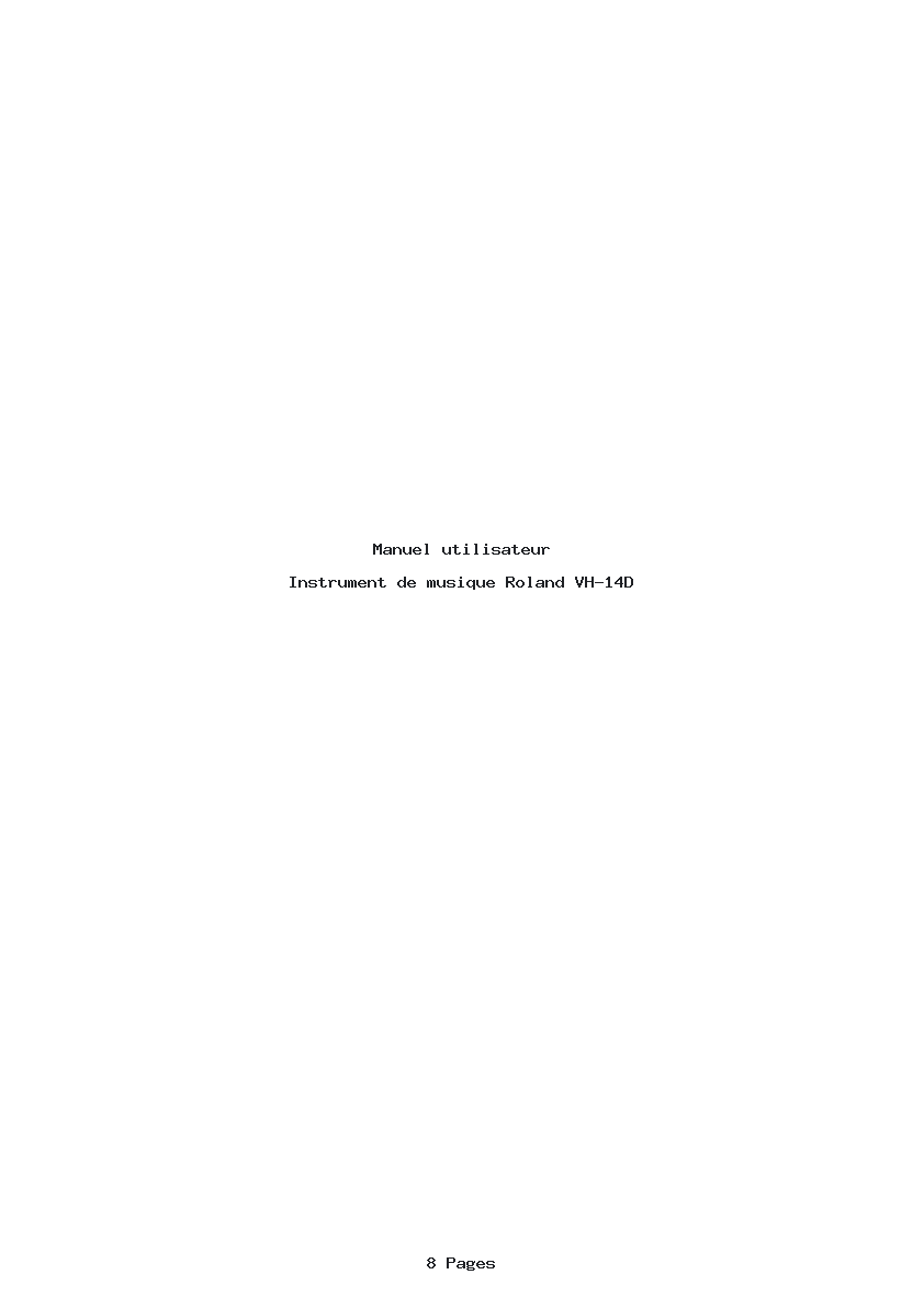 Page 1 de la notice Manuel utilisateur Roland VH-14D
