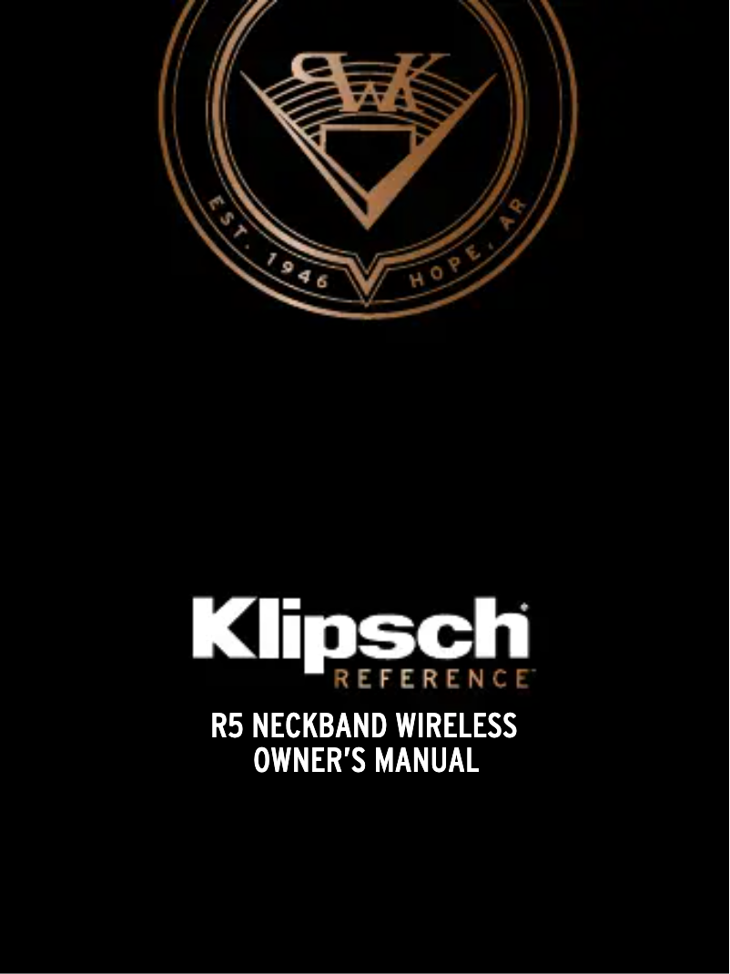 Page 1 de la notice Manuel utilisateur Klipsch R5 Neckband
