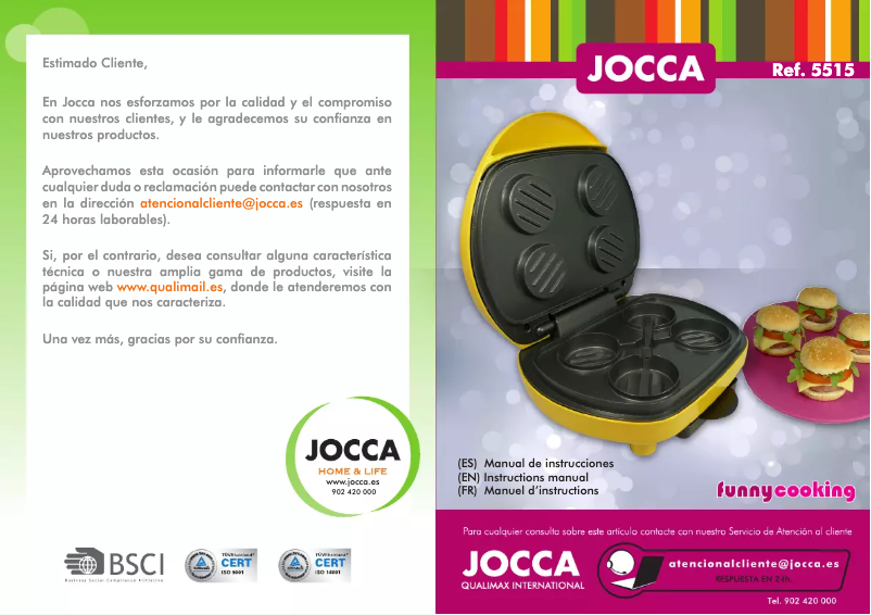 Page 1 de la notice Manuel utilisateur Jocca 5515