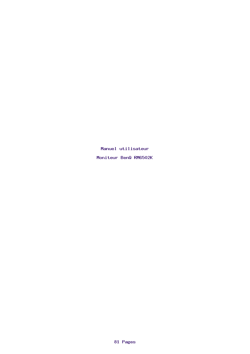 Page 1 de la notice Manuel utilisateur BenQ RM6502K