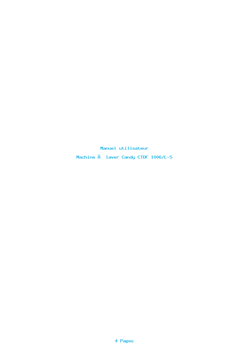 Page 1 de la notice Manuel utilisateur Candy CTDF 1006/L-S