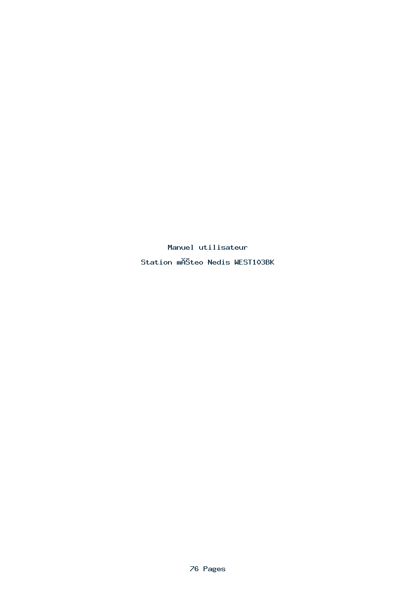 Page 1 de la notice Manuel utilisateur Nedis WEST103BK
