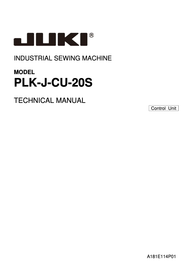 Page 1 of the manual User Manual Juki PLK-J-CU-20S