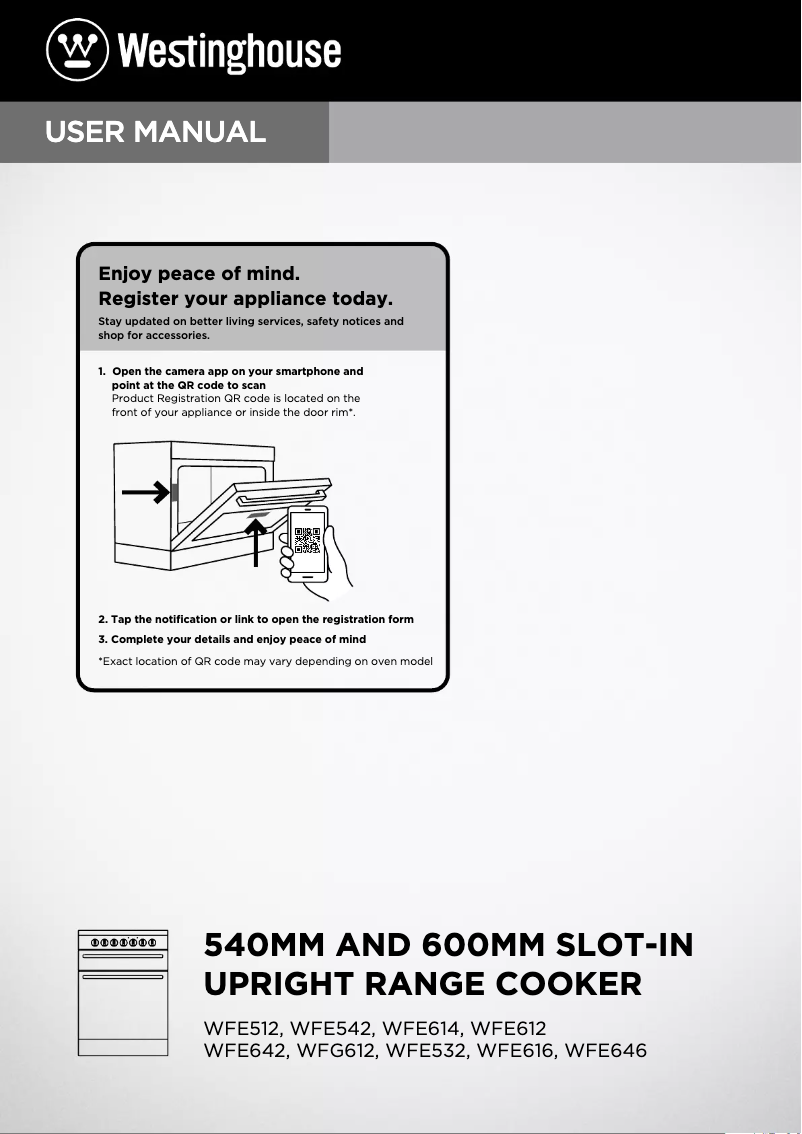 Page 1 de la notice Manuel utilisateur Westinghouse WFE614SC