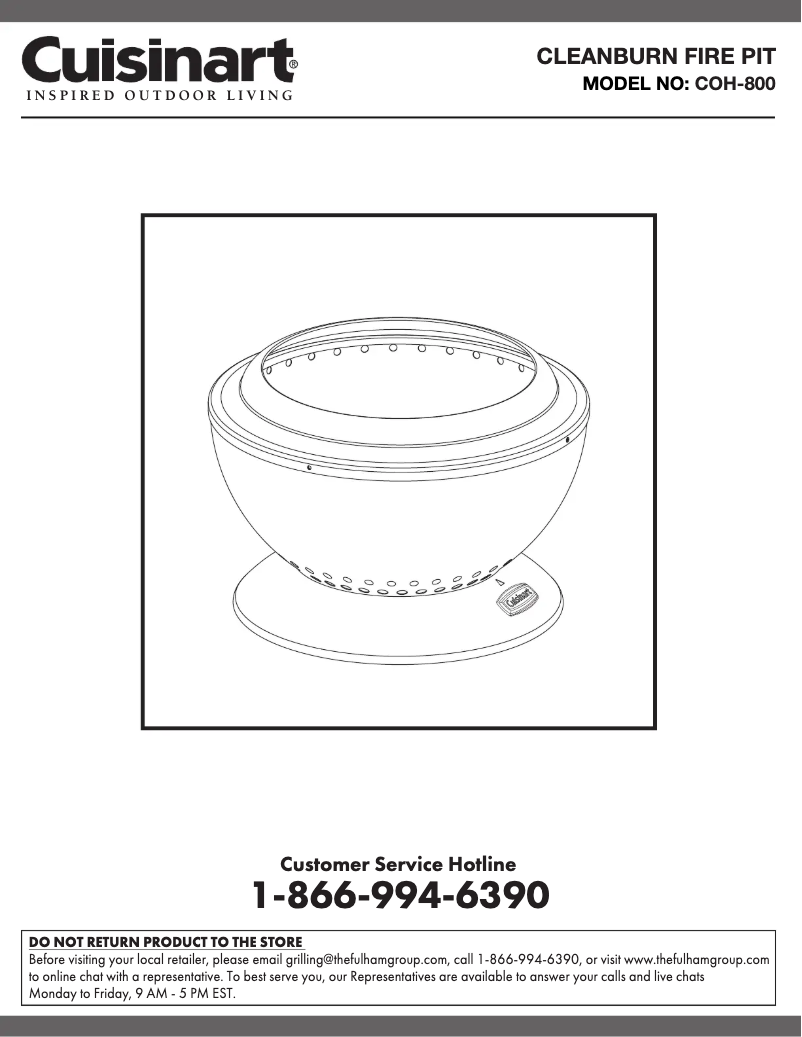 Page 1 of the manual User Manual Cuisinart Cleanburn Fire COH-800