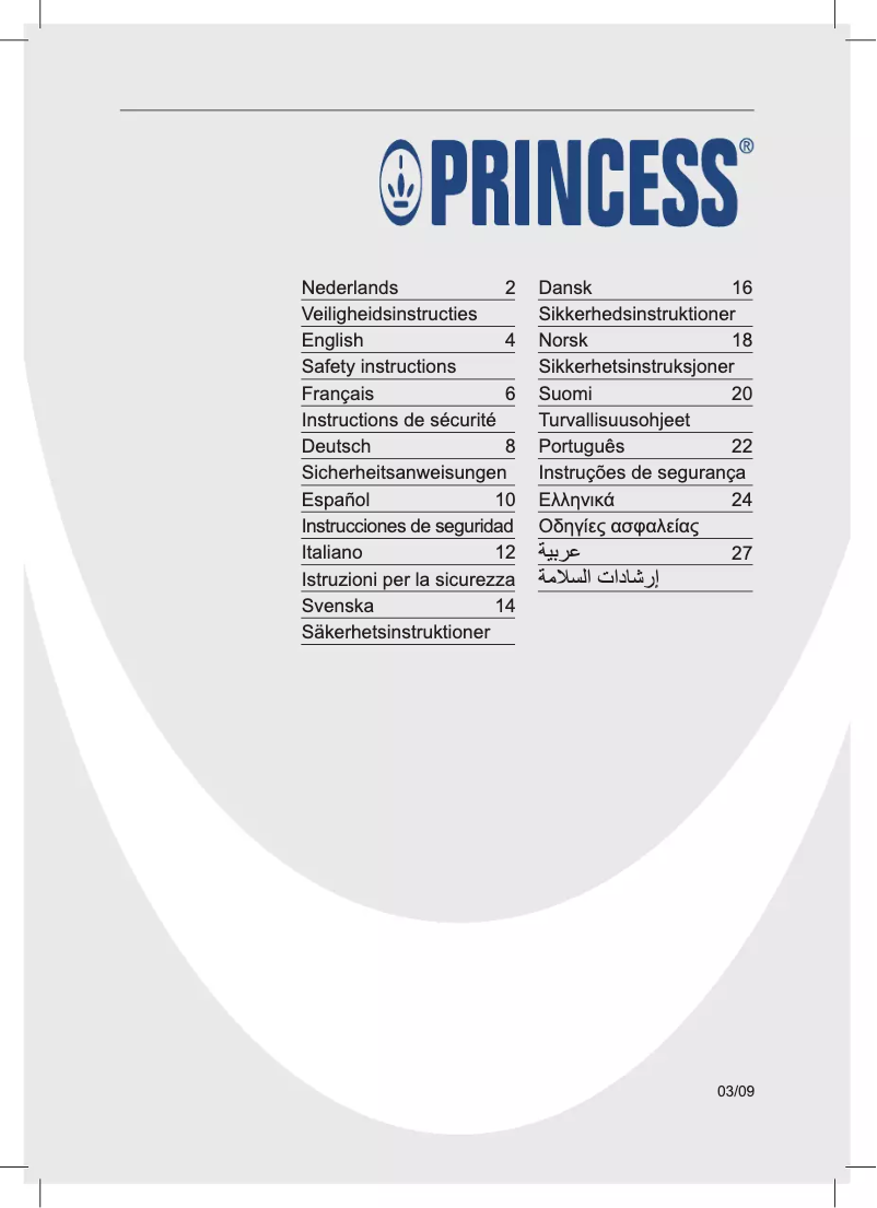 Page 1 de la notice Manuel utilisateur Princess 509101