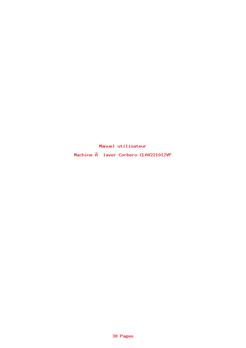 Page 1 de la notice Manuel utilisateur Corbero CLAV221012VP