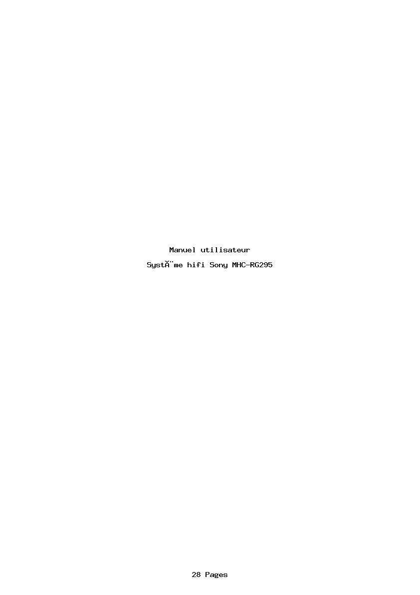 Page 1 de la notice Manuel utilisateur Sony MHC-RG295