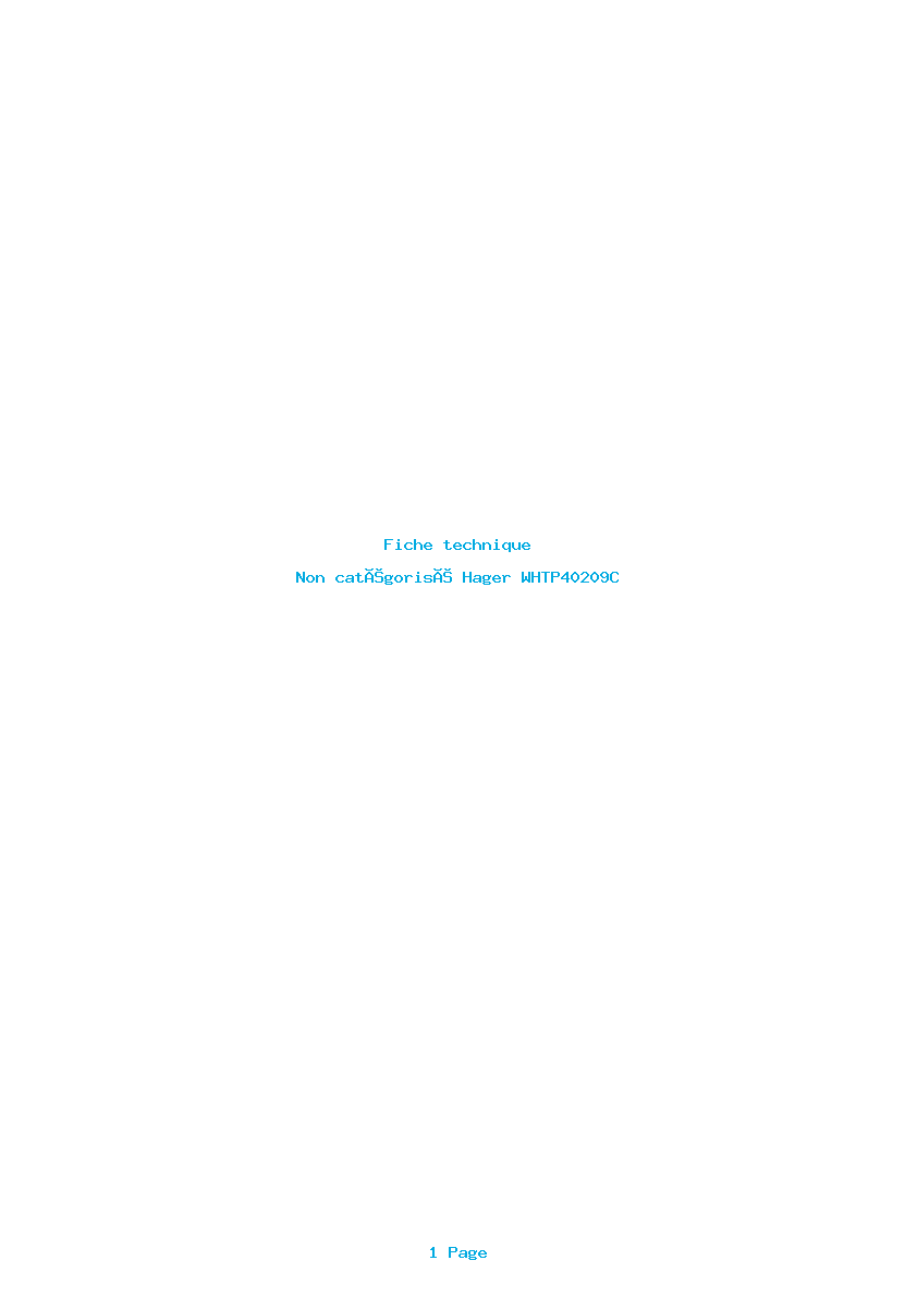 Page 1 de la notice Fiche technique Hager WHTP40209C