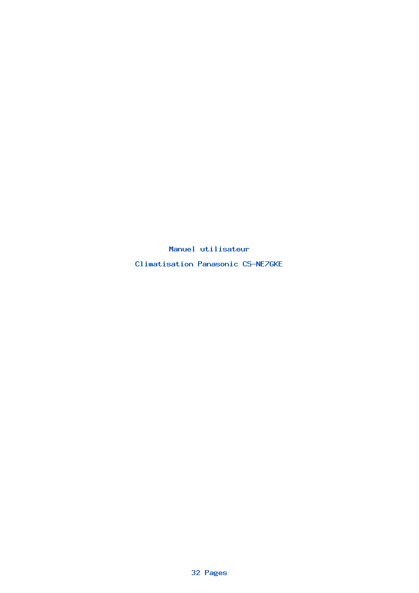 Page 1 de la notice Manuel utilisateur Panasonic CS-NE7GKE